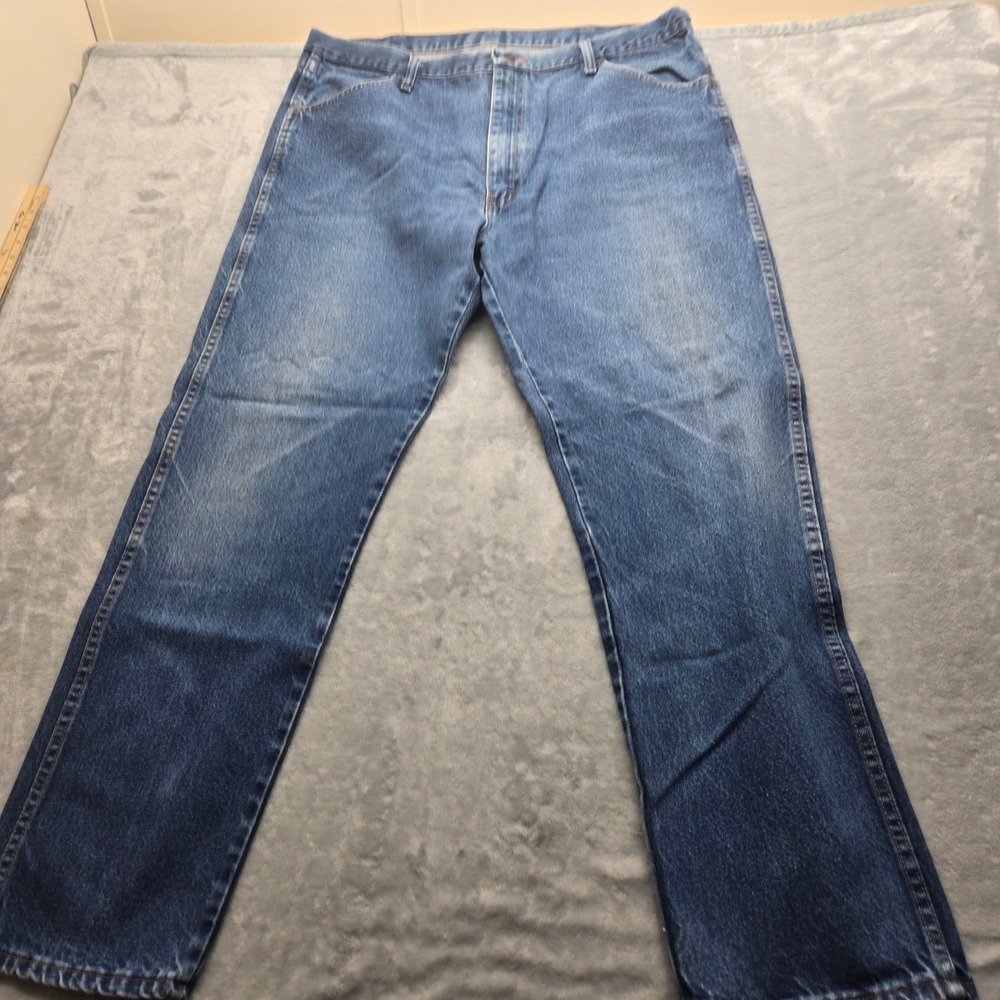Rustler Mens Size 42x32 Regular Fit Straight Leg Blue Denim Jeans Medium Wash
